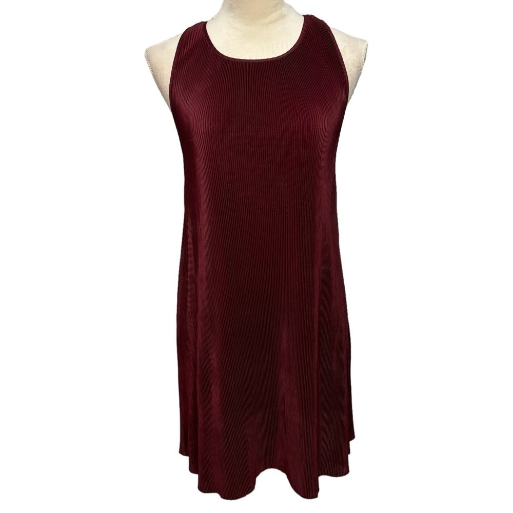 Kendall & Kylie Maroon Ribbed Stretchy Sleeveless Semi Sheer Tank Dress Size S